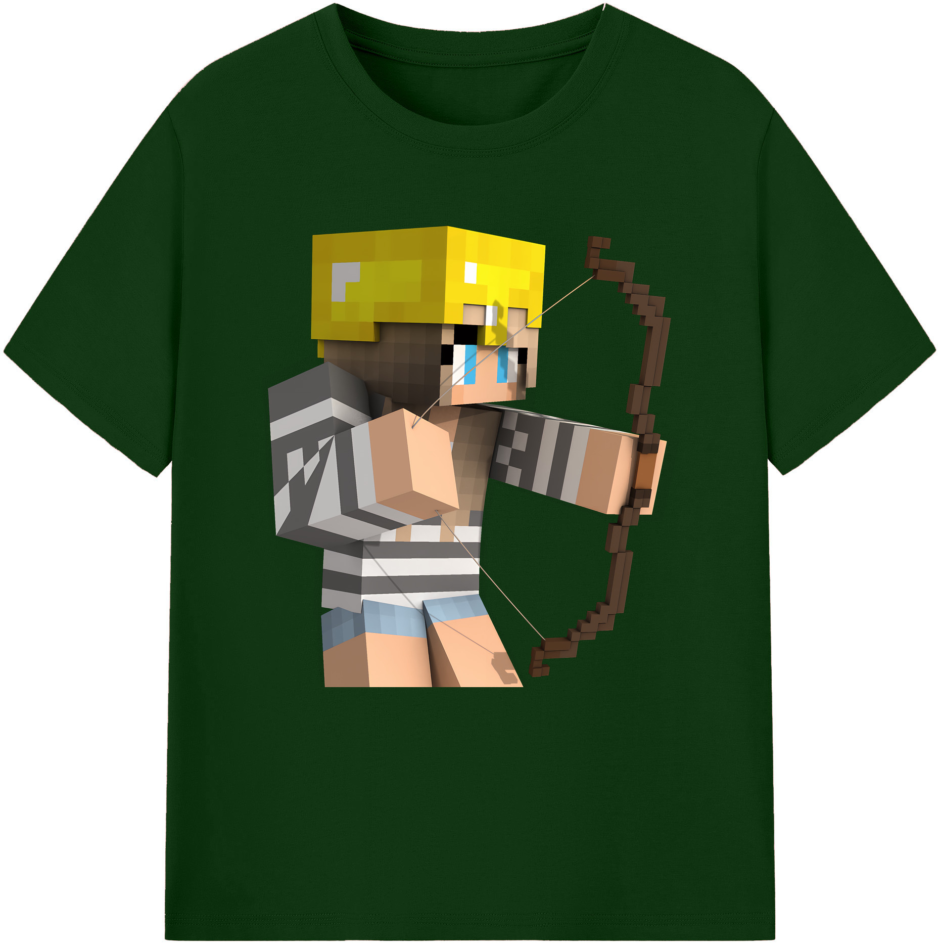 （画像用） マインクラフト ブロックの世界 Minecraft MC Block world 綿100％半袖Tシャツ（フロントプリント）
